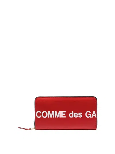 Comme Des Garçons Huge Logo 205x100 Mm Wallet In Red