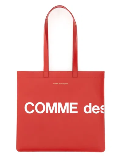 Comme Des Garçons Huge Logo Tote Bag In Red