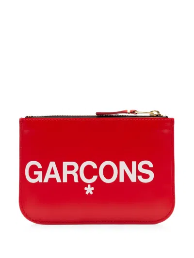 Comme Des Garçons Huge Logo Wallet Pouch In Red