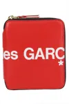 Comme Des Garçons Logo Zipped Wallet In Red