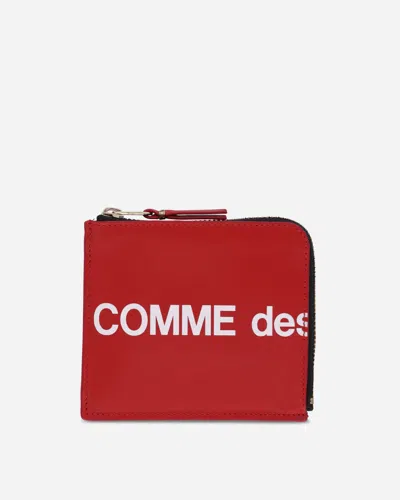 Comme Des Garçons Huge Logo Zip Around Wallet In Red