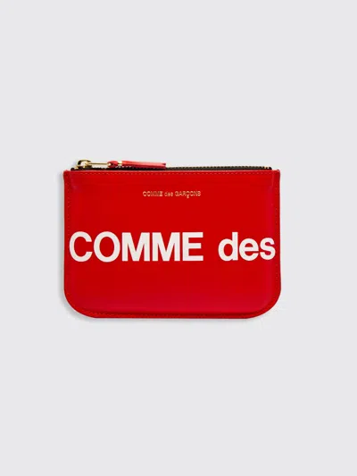 Comme Des Garçons Huge Logo Zip Pouch Wallet In Red