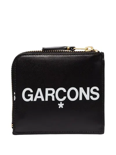 Comme Des Garçons Huge Logo Zip Wallet In Black