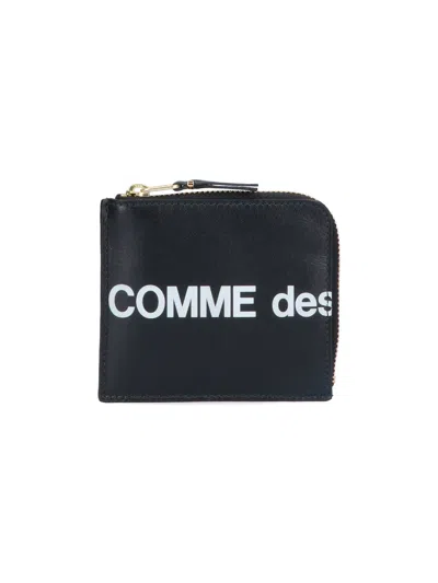 Comme Des Garçons Huge Logo Zip-around Wallet In Black