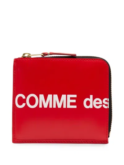 Comme Des Garçons Huge Logo Zip-around Wallet In Red