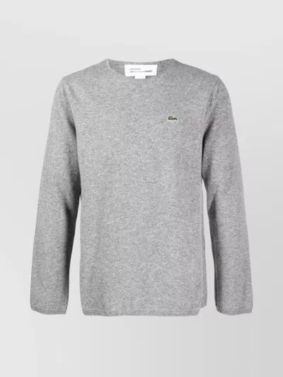 Comme Des Garçons X Lacoste Intarsia Knit Logo Wool Sweater In Gray