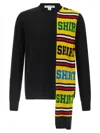 Comme Des Garçons Asymmetrical Color Block Knit Sweater In Black