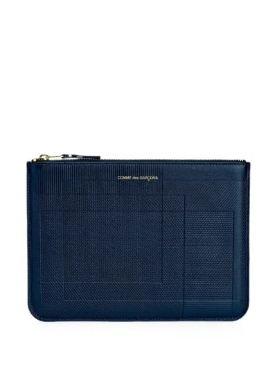 Comme Des Garçons Intersection Zip Pouch In Blue