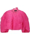 Comme Des Garçons Distinctive Collar Cropped Length Jacket In Pink
