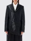 Comme Des Garçons Floral Embroidered Asymmetric Faux Leather Jacket In Schwarz