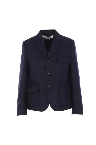 Comme Des Garçons Single-breasted Jacket In Blue