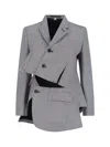 Comme Des Garçons Asymmetric Blazer With Notched Lapel Design In Gray
