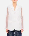 Comme Des Garçons Tulle Blazer Jacket With Micro-flower Overlay In White