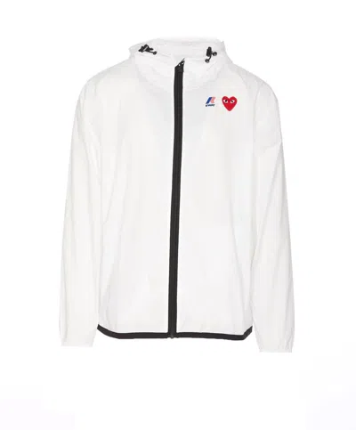 Comme Des Garçons Men's Comme Des Garçon X K-way Zip-up Hooded Jacket In White