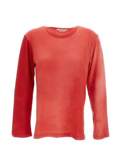 Comme Des Garçons Faded Red Long Sleeve Crew-neck T-shirt
