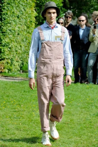 Pre-owned Comme Des Garçons Junya Watanabe - S/s 12 - Plaid-lined Overalls In Sand