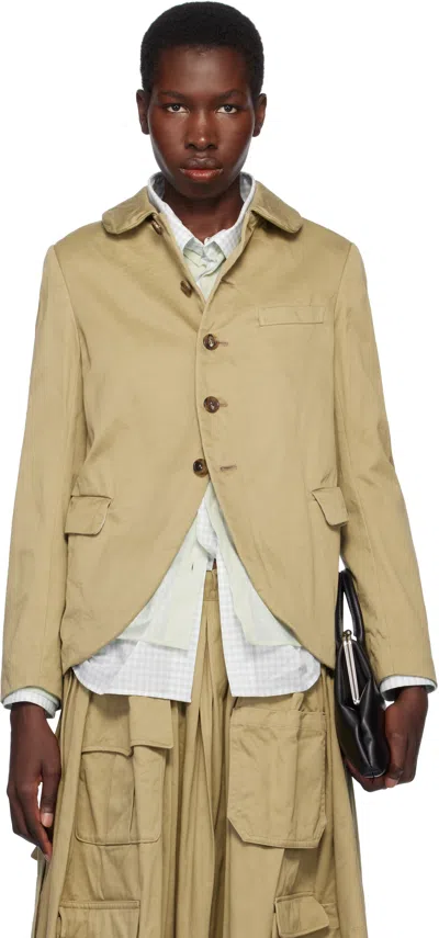 Comme Des Garçons Khaki Cotton Twill Garment Washed Blazer