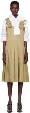 Comme Des Garçons Khaki Cotton Twill Garment Washed Midi Dress In Brown
