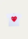 Comme Des Garçons Kid's Signature Heart Short-sleeve T-shirt In White