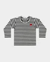 Comme Des Garçons Kid's Signature Heart Striped Long-sleeve T-shirt In Black