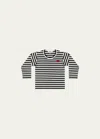Comme Des Garçons Kid's Signature Heart Striped Long-sleeve T-shirt In Black
