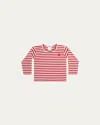 Comme Des Garçons Kid's Signature Heart Striped Long-sleeve T-shirt In Red
