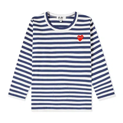 Comme Des Garçons Comme Des Garcons Kids Long-sleeve Stripe Cotton T-shirt In Blue/white