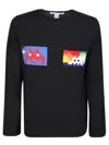 Comme Des Garçons Shirt Crew Neck Wool Blend Pacman Sweater In Black