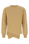 Comme Des Garçons Wool Blend Lacoste Sweater With Asymmetric Hemline In Brown