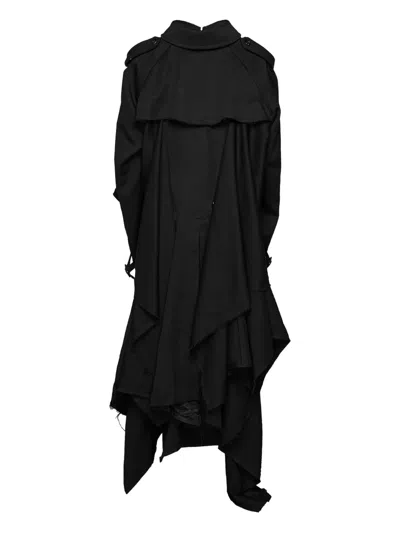 Comme Des Garçons Knot Draped Coat In Black