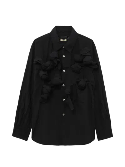 Comme Des Garçons Knotted Button Shirt In Black
