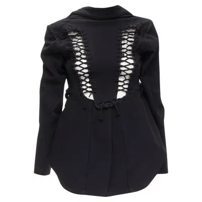 Comme Des Garçons Comme Des Garcons Lace Eyelet Deconstructed Jacket In Black