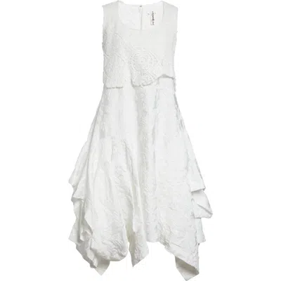Comme Des Garçons Lace Overlay Floral Jacquard Dress In White