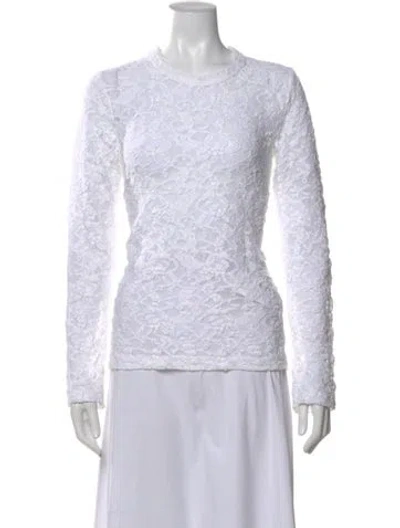 Pre-owned Comme Des Garçons Lace Pattern Crew Neck Top In White