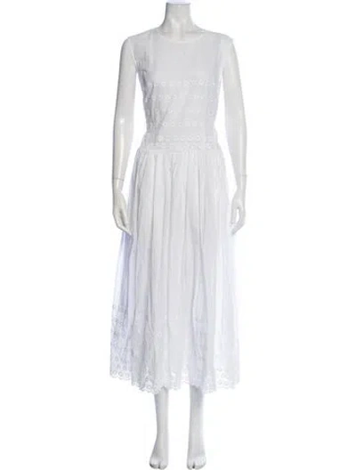 Pre-owned Comme Des Garçons Lace Pattern Long Dress W/ Tags In White