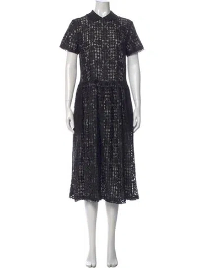 Pre-owned Comme Des Garçons Lace Pattern Midi Length Dress In Black