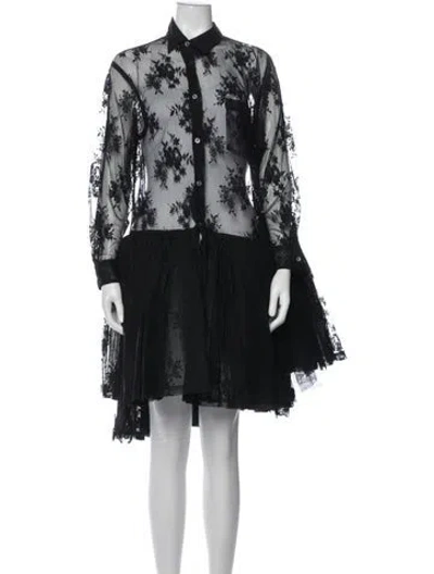 Pre-owned Comme Des Garçons Lace Pattern Mini Dress In Black
