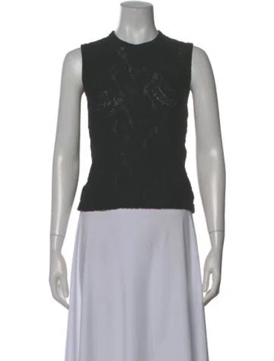 Pre-owned Comme Des Garçons Lace Pattern Mock Neck Top In Black