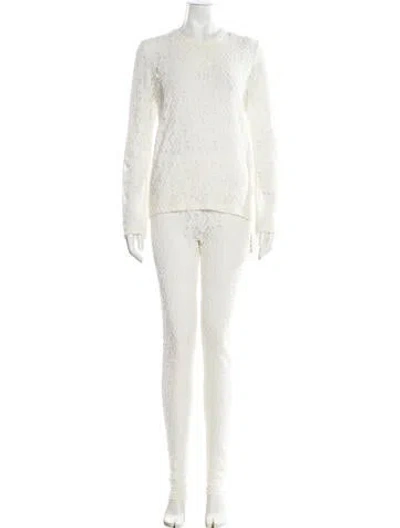 Pre-owned Comme Des Garçons Lace Pattern Pant Set In White