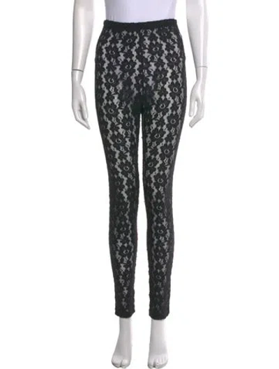 Pre-owned Comme Des Garçons Lace Pattern Skinny Leg Pants In Black