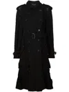 Comme Des Garçons Lace Trench Coat In Black
