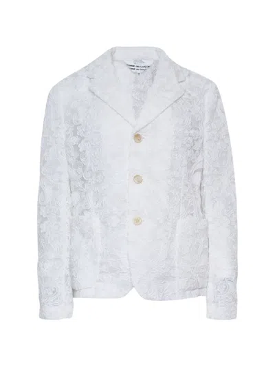 Comme Des Garçons Lace Tulle Blazer In White