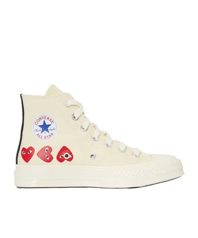 Comme Des Garçons Lace-up High-top Sneakers In White