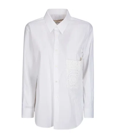 Comme Des Garçons Laced Pocket Blouse In White