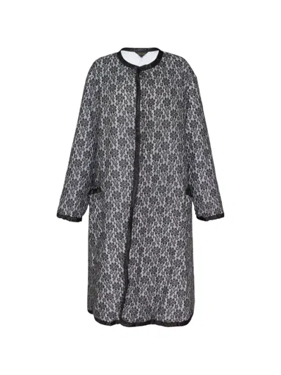 Comme Des Garçons Lace-overlay Longline Coat In Black