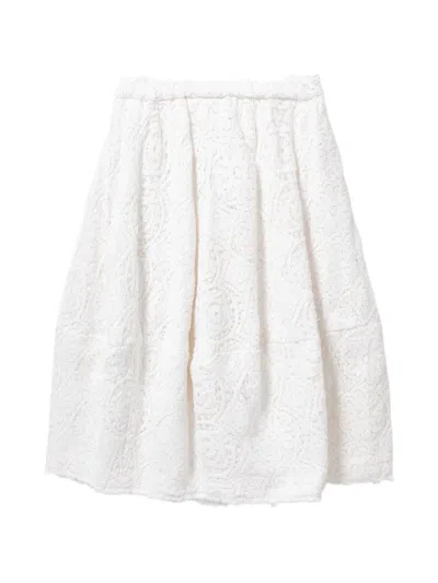 Comme Des Garçons Cotton Midi Skirt Floral Lace Texture In Gray