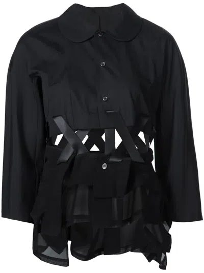 Comme Des Garçons Lace-up Hem Blouse In Black