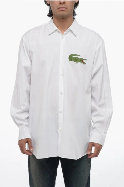 Comme Des Garçons Lacoste X Cdg Cotton Shirt With Embroidered Patch In White