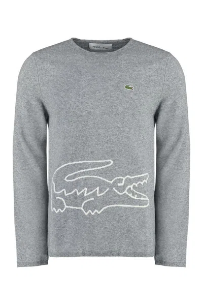 Comme Des Garçons X Lacoste Intarsia Knit Logo Sweater In Grey