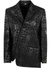 Comme Des Garçons Floral Embroidered Asymmetric Faux Leather Jacket